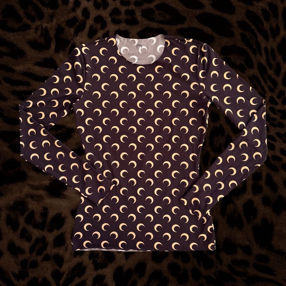 Marine Serre Brown + Tan Crescent Moon Top